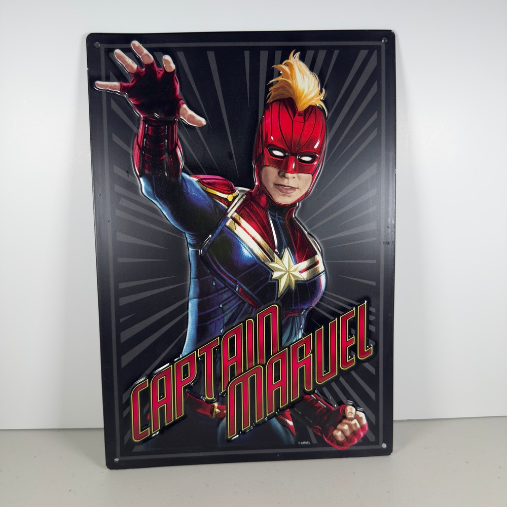 Marvel Captain Marvel Tin Sign 9x13 Embossed Metal Wall Art Decor Carol Danvers